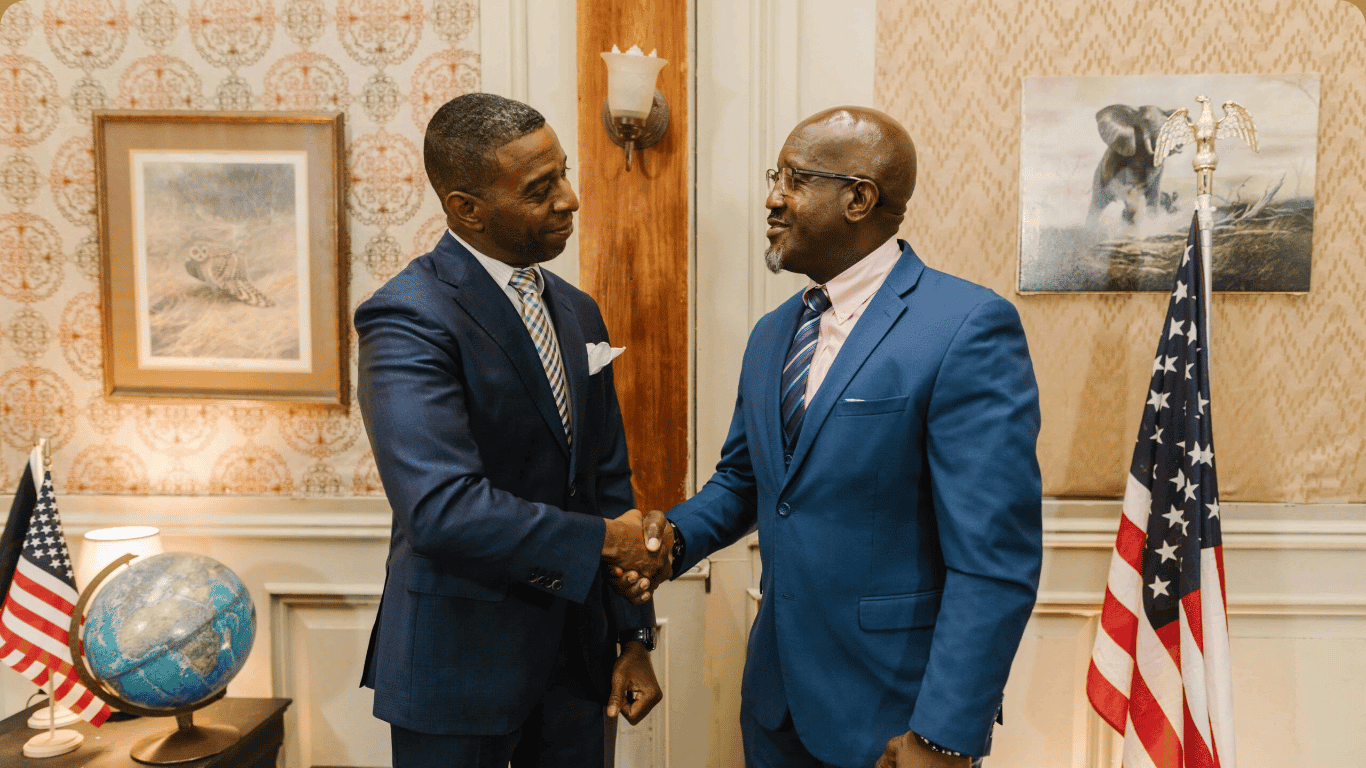An image of african american men shaking hands