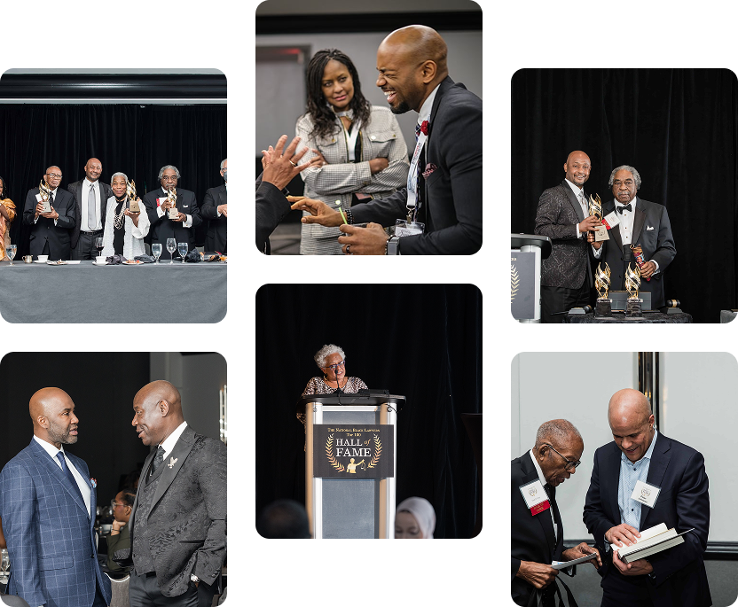 A collage of images from the NBL Hall of Fame Dinnner